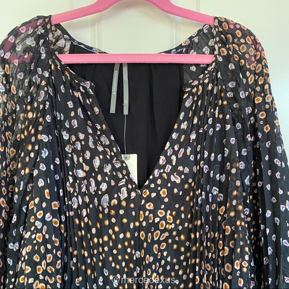 Anthropologie Toulon Pleated Navy Mini Dress Small - Picture 5 of 7